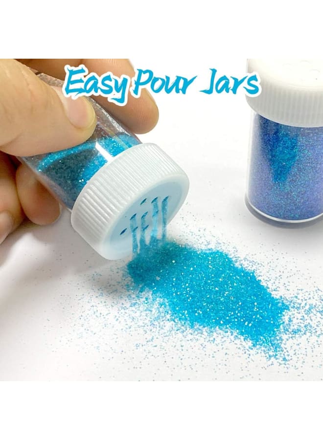 Extra Fine Glitter, 12 Colors Holographic Premium Multi Purpose Glitter Dust Powder for Resin, Tumblers, Makeup, Face, Hair, Body, Crafts Painting Arts, Nail Art DIY Decoration(10g /Jar) - Image 2