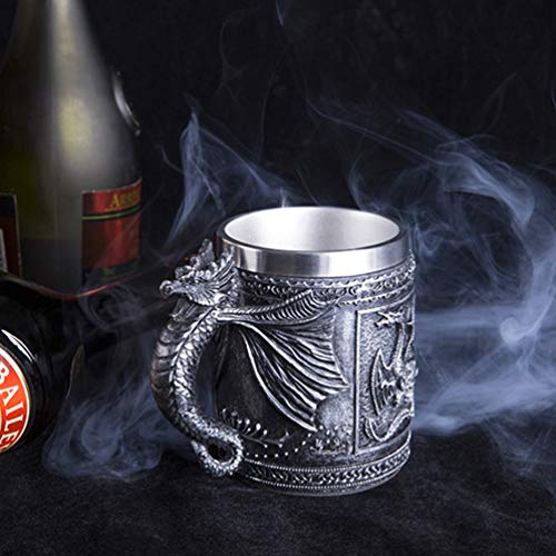 LitLife Medieval GOT Dragon D&D Game Mug Collectible of Thrones Merchandise - Beer Steins Viking Tankard Mug Stainless Coffee Cup Gift Mug for Dragon Collector, Themed Party Decoration - Image 4