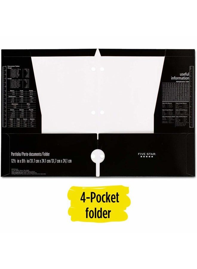 Five Star 4 Pocket Folder, 2 Pocket Folder plus 2 additional Pockets, Black (72093) - Image 2