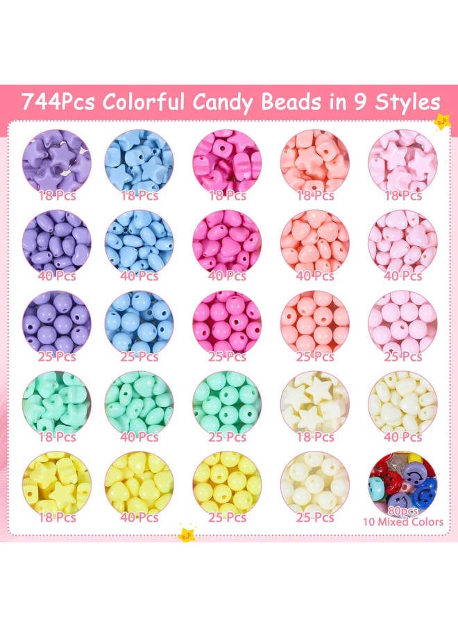 Generic - Welcome to Ocheyu !!! Provide a good shopping experience when purchasing this product. For whatever reason, please feel free to contact us.Product Description: Shape: Star, Round, Heart, Smiley Color: Purple, Blue, Beige, Pink, Peach, Rose Red, Yellow, Cyan Quantity: 744 Pcs Features: Exquisite Workmanship, Beautiful Appearance, Smooth Surface, Colorful, Bright, Vibrant, Not Easy to Fade, and No Burrs Application: Bracelets, Necklaces, Earrings, Pendants, Anklets, Key Chains, Phone Charms, etcProduct Advantages: 1. Sufficient Quantity: There are 664 pcs candy beads in eight colors and 80pcs smiley beads in 10 mixed colors.2. Have Fun: Hands-on fun to improve creativity and spell it out to express yourself. 3. Applicable People: Suitable for adults, girls, kids, and every beginner. 4. Beautiful Gift: Great gift choice for Birthday, Valentine's Day, E, etc.age Includes: 664 x Candy Beads 80 x Smiley Beads - Image 1