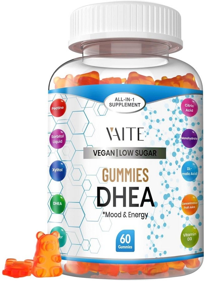 VAITE جومي د.هـ.أ 50 ملغ للرجال والنساء - توازن الهرمونات، دعم الطاقة والمزاج - معزز لجهاز المناعة - نباتي، خالي من الغلوتين، غير معدل وراثيًا - مكمل لمرحلة ما قبل انقطاع الطمث وانقطاع الطمث 60 مضغ - Image 1