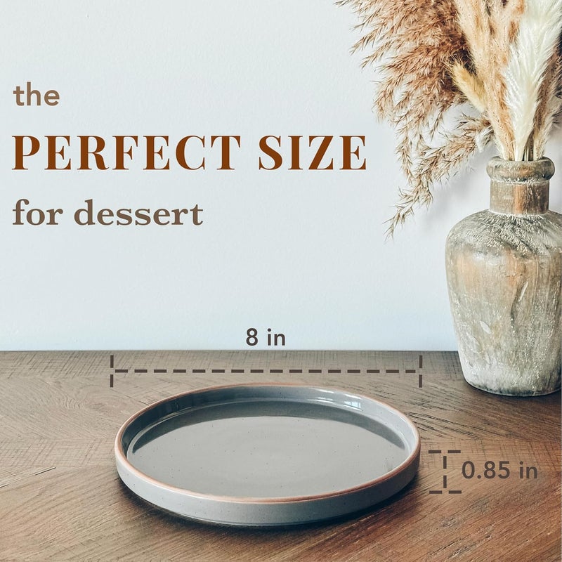 Mora Ceramic Flat Plates Set of 68 in  The Dessert Salad Appetizer Small Lunch etc Plate Microwave Oven and Dishwasher Safe Scratch Resistant Kitchen Porcelain Dish  Neutrals - Image 2
