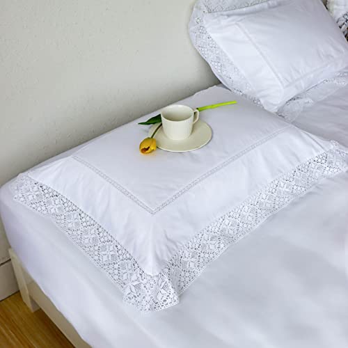 RANZNAZ Lace Pillow Shams King Size Set of 2, 100% Cotton White Embroidery Pillow Cases with Envelpoe Closure, Elegant Comfortable Breathable Pillow Covers, 20x36 Inches - Image 5