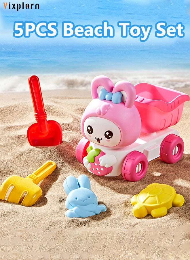Vixplorn 5pcs Beach Toy Set Sand Truck Toy Hourglass Sand Shovel Sand Digging Tool Set - Image 1