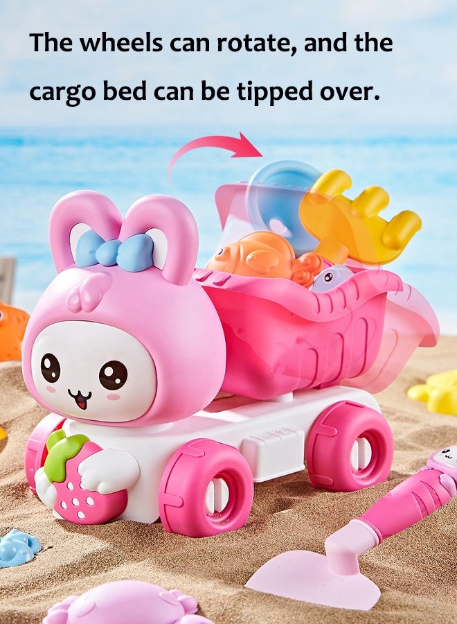 Vixplorn 5pcs Beach Toy Set Sand Truck Toy Hourglass Sand Shovel Sand Digging Tool Set - Image 3