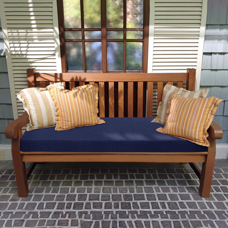 Favoyard Outdoor Bench Cushion 48 x 16 Inch Rainproof Patio Furniture Cushions 3-Year Color Fastness Garden Settee Porch Pads with Ties, Blue - Image 3
