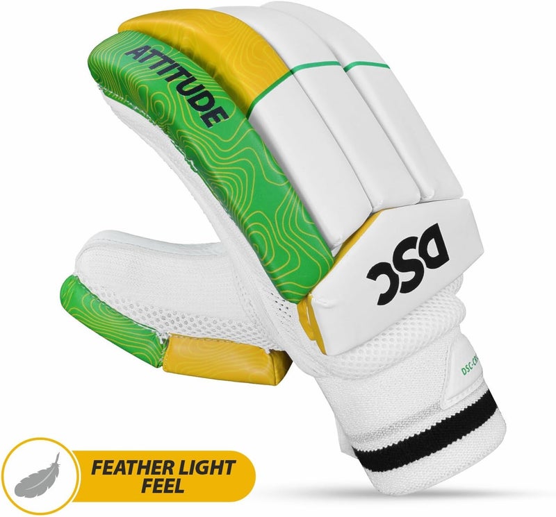 دي أس سي قفازات ضرب الكريكيت Attitude، المقاس: أولاد، اليد اليمنى، اللون: أخضر/أصفر - Image 2