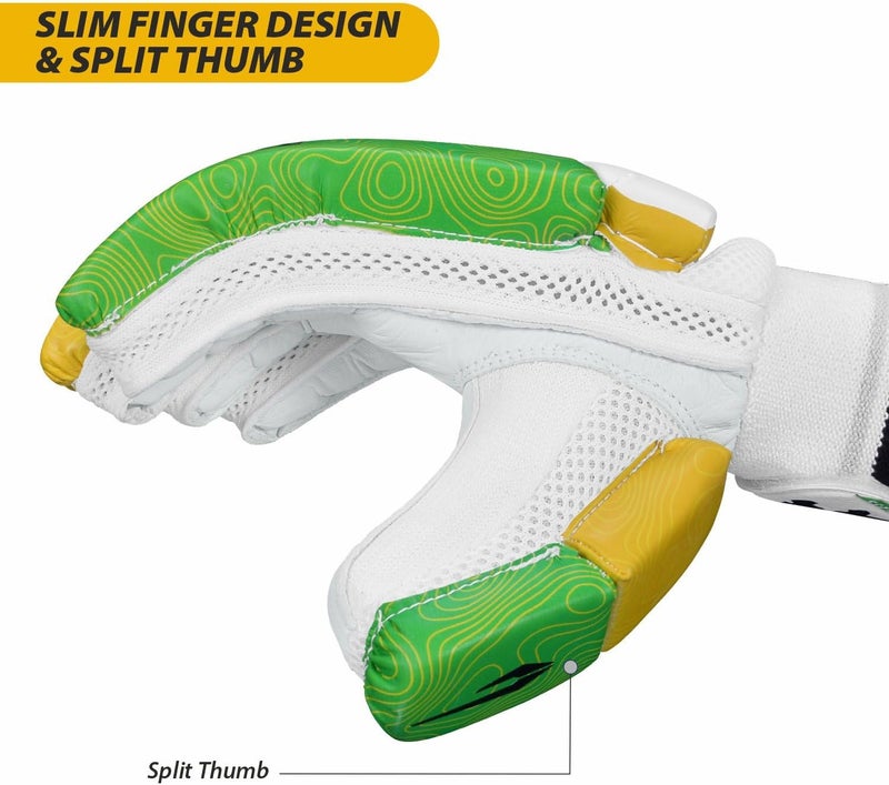 دي أس سي قفازات ضرب الكريكيت Attitude، المقاس: أولاد، اليد اليمنى، اللون: أخضر/أصفر - Image 4