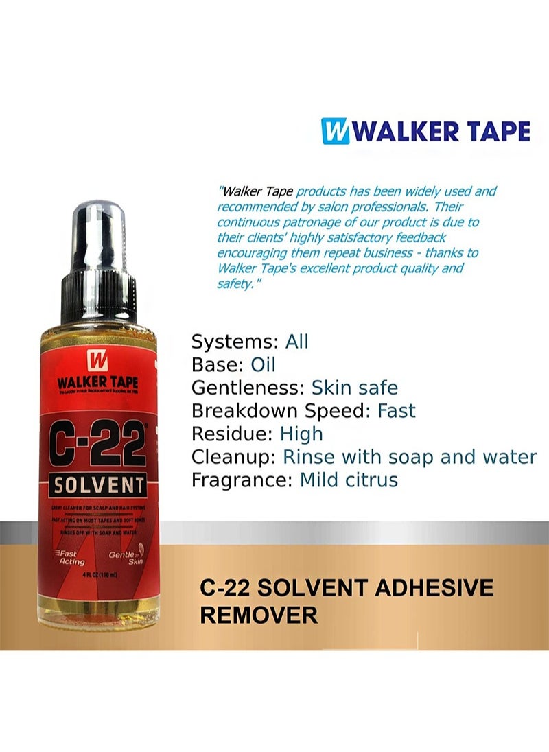 Walker Tape Super Style Hair System Adhesive 101ml & 118ml C22 Citrus Wig Gel Remover with Brush and Clips for Wig Systems Long Lasting Invisible Waterproof  - Image 2