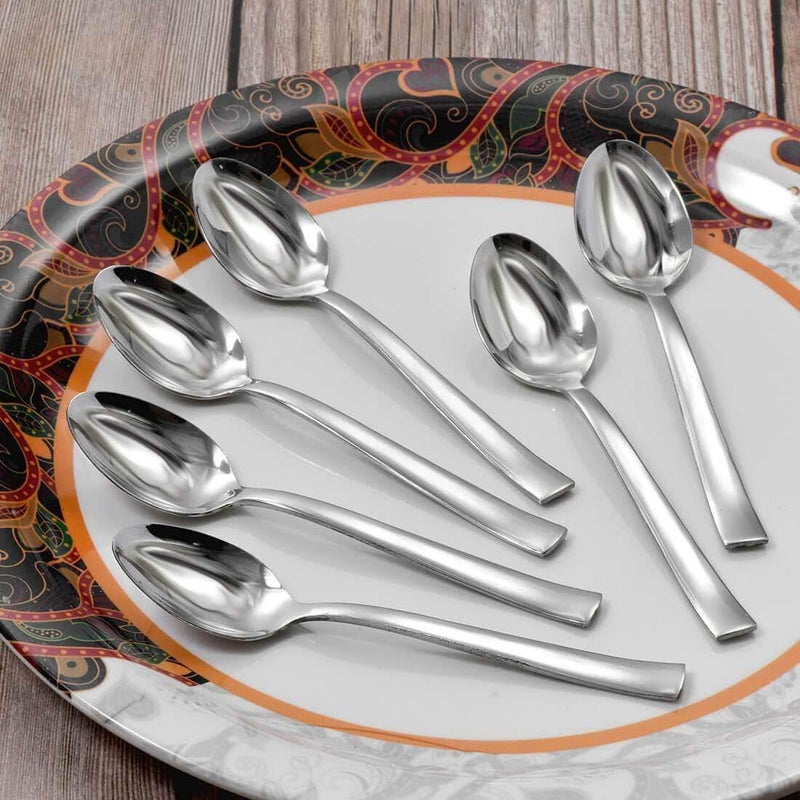 Shri & Sam Shri & Sam High Grade Stainless Steel Lotus Plain 6 PCS Dinner Spoon  - Image 2