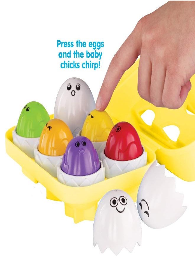 Kidoozie - Kidoozie Peek N Peep Eggs, Mentally Stimulating, Employs Tactile Engagement, Sorting/Stacking Toy, for Toddlers Ages 12 Months and Older,Multi,Peek-a-Boo Egg Carton, (6) Chicks, and (6) Eggshells - Image 1