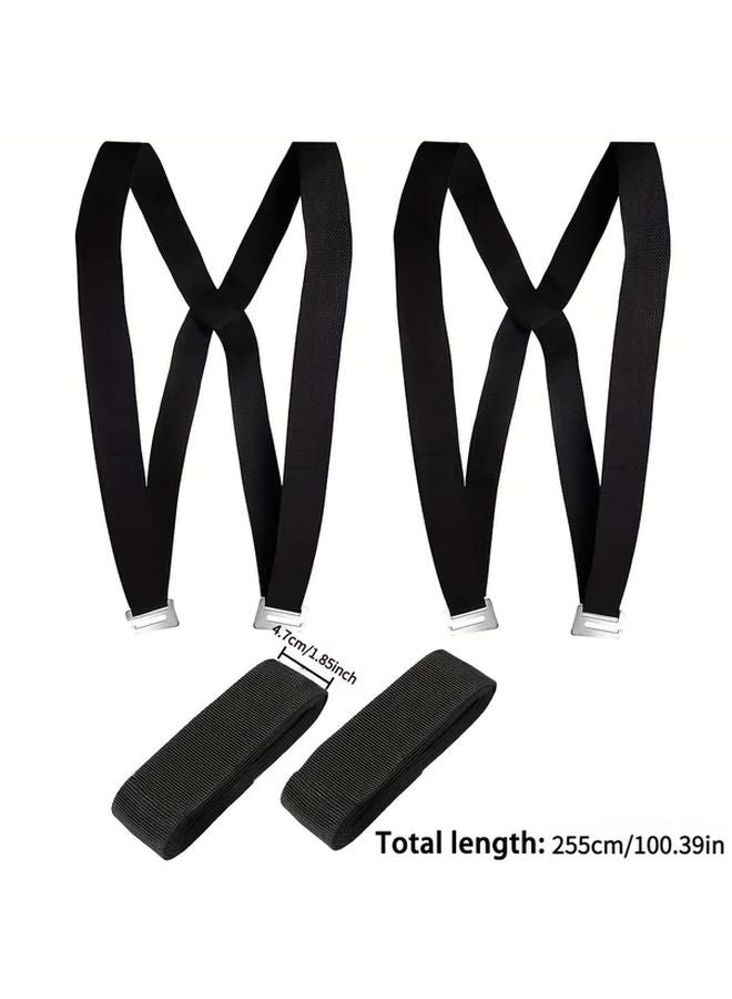 Black Set Of 4 Heavy Duty Furniture Moving Straps Adjustable Height Double Handle - Image 3