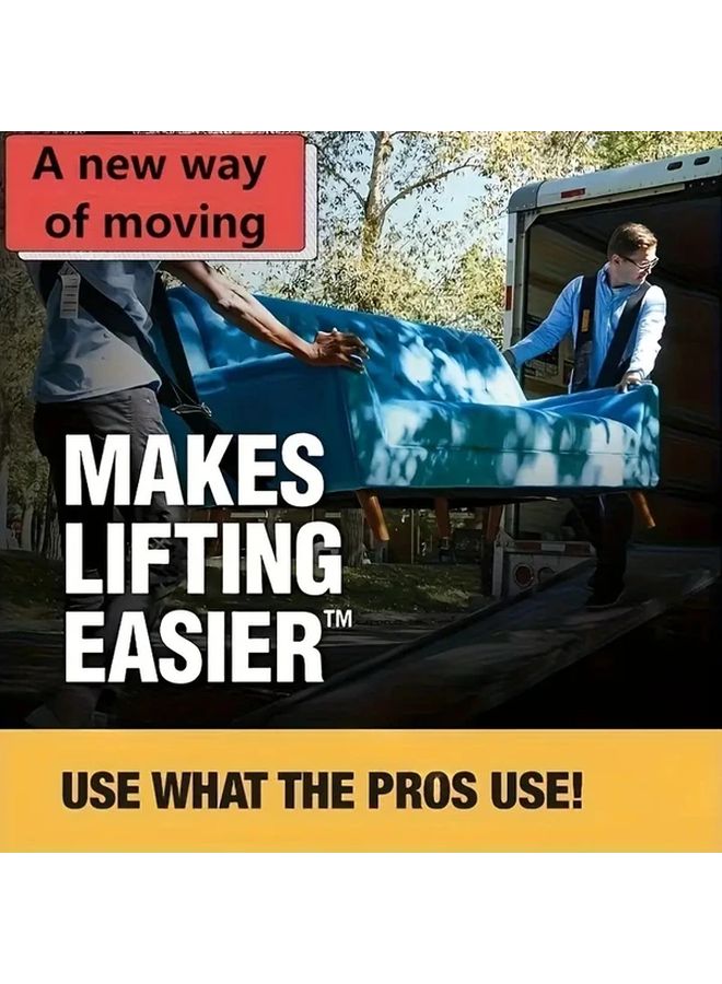 Black Set Of 4 Heavy Duty Furniture Moving Straps Adjustable Height Double Handle - Image 5