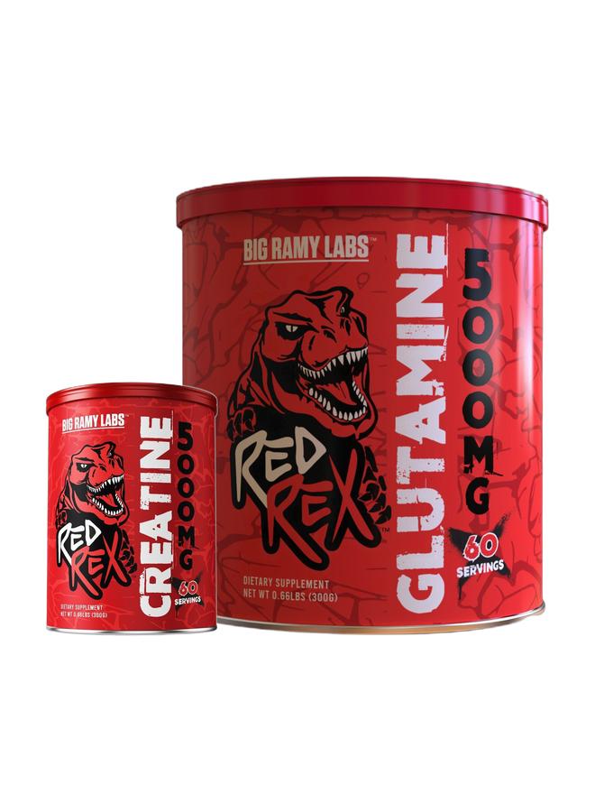 مختبرات رامي الكبرى باقة REDREX – كرياتين مونوهيدرات – 300 جم – 60 حصة – بدون نكهة & REDREX – جلوتمين – 300 جم – 60 حصة – بدون نكهة - Image 1