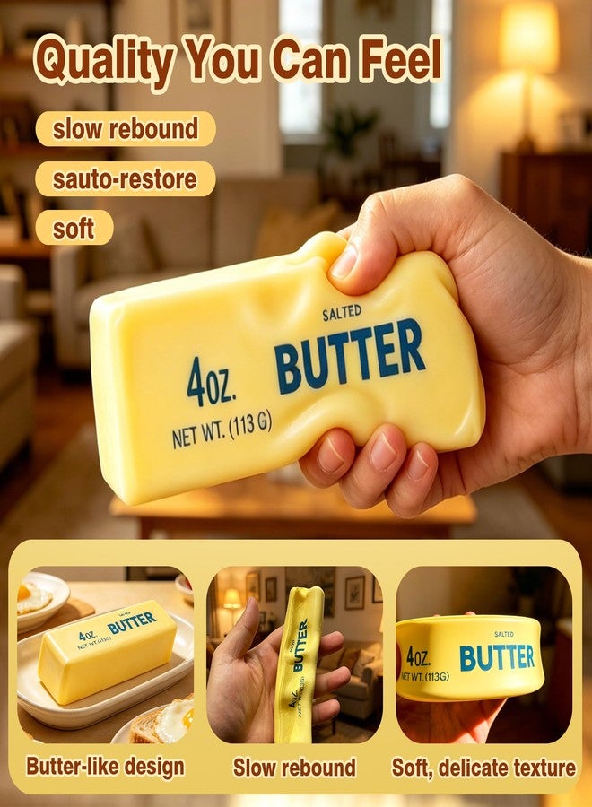 Ruistarhuan 2 Pcs Butter Squishy - 2026 New Upgraded Slow Rising Squishy Butter Squeeze Toy,Realistic Bread Style Sensory Fidget for Desk, Anxiety Relief Fun Gift for Adults (Yellow) - Image 5