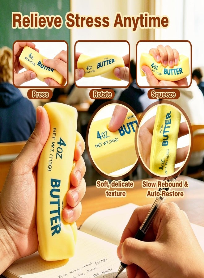 Ruistarhuan 2 Pcs Butter Squishy - 2026 New Upgraded Slow Rising Squishy Butter Squeeze Toy,Realistic Bread Style Sensory Fidget for Desk, Anxiety Relief Fun Gift for Adults (Yellow) - Image 4