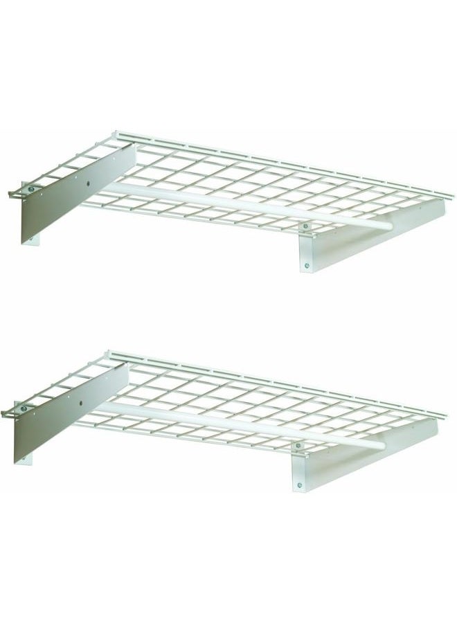 Hyloft 777 36-Inch X 18-Inch Adjustable Steel Wall Shelf, Storage Rack for Garage with Hanging Rod, White, 2-Pack - Image 1