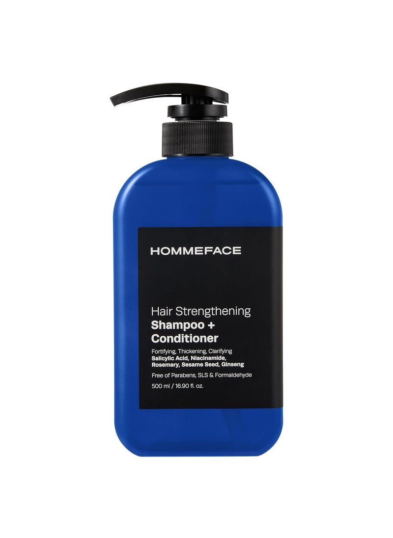 HOMMEFACE HommeFace 2in1 Hair Strengthening Shampoo  Conditioner for Men 169 Fl Oz  Hair Thickening Scalp Exfoliating Volumizing for Reduced Shedding Density  Shine 
