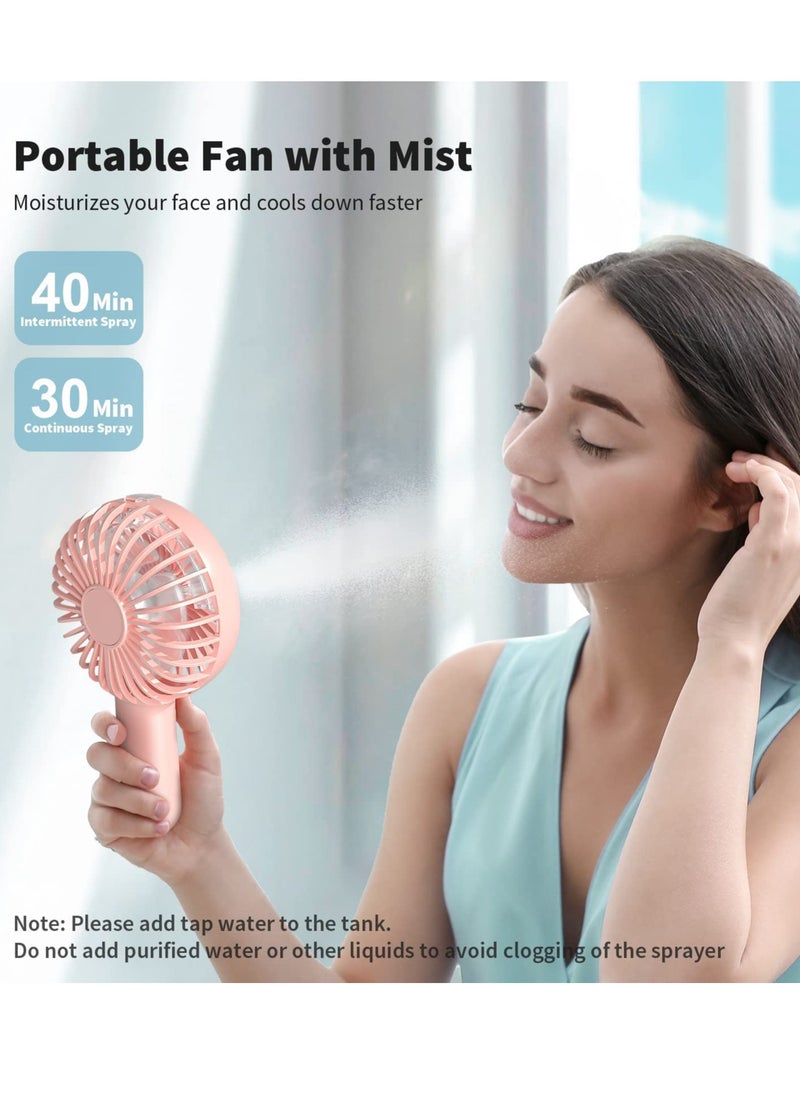 Excefore - Portable Handheld Misting Fan, Handheld Misting cooling Fan,Portable USB Rechargeable Fan, 3 Speed Adjustments，For Office, Travel,Indoor, Library - Image 1