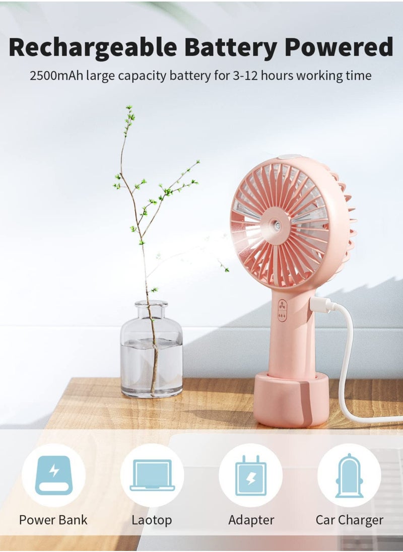 Excefore - Portable Handheld Misting Fan, Handheld Misting cooling Fan,Portable USB Rechargeable Fan, 3 Speed Adjustments，For Office, Travel,Indoor, Library - Image 1