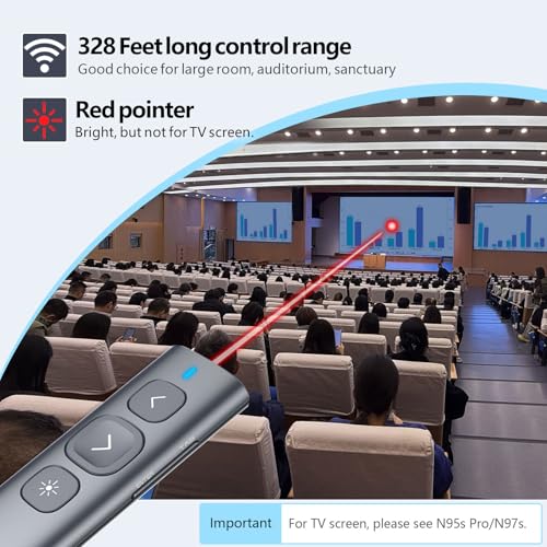 Norwii N95 Presentation Clicker, PowerPoint Clicker for Presentation Remote, Rechargeable Wireless Presenter Pointer, Slide Advancer for PC/Laptop/e-Book in Classroom, Auditorium, Church (Red, USB-A) - Image 3
