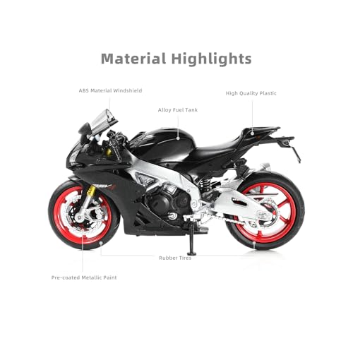 Risopen 1:12 Motorcycle Model Toy for Aprilia RSV4 RR1000 Metal Die-cast with Plastic Motorcycle Model Mini Moto Gift for Adult - Image 3
