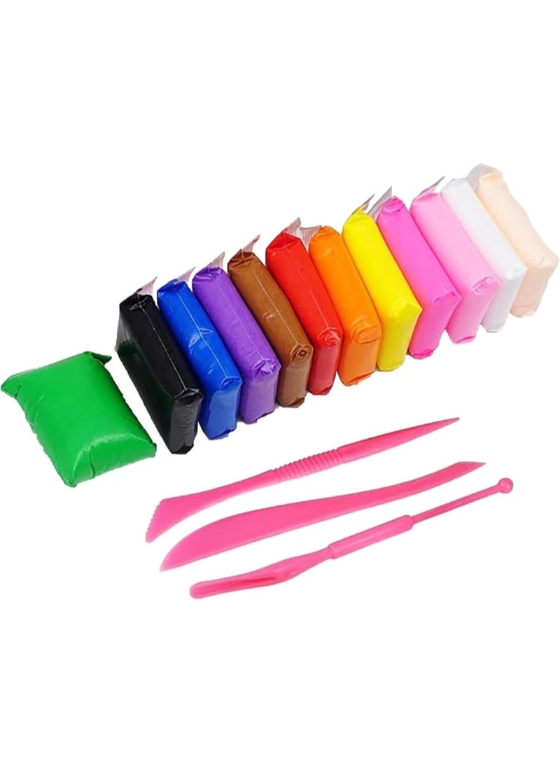 ماركة غير محددة صلصال سوبر فائق الخفة للإبداع والفنون والحرف اليدوية مع مجموعة أدوات تشكيل النحت للبنات والأولاد من ميمي®؛ مناسب للأطفال من سن 5 سنوات فما فوق (عبوة من 12 قطعة) - Image 1