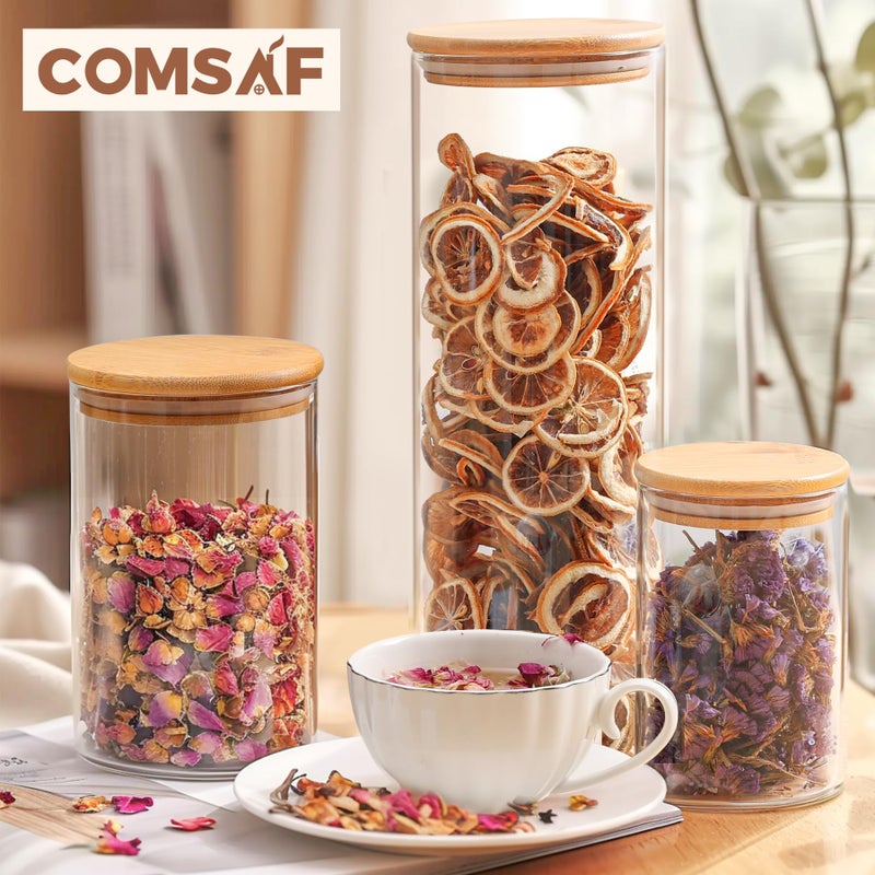 ComSaf Glass Food Storage Jars Set of 6  Clear Glass Storage Containers with Lids  Canisters Sets for the kitchen  Spaghetti  Pasta  Flour  Nuts  Oat  Coffee and Sugar Container  Pantry Organization - Image 3
