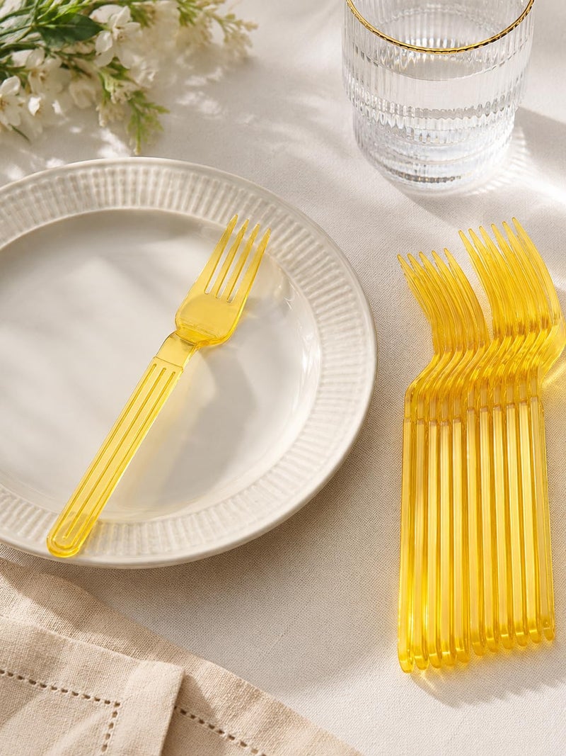 Plastic Forks, Tableware for Daily Use, Parties and Events. (Yellow) - Image 2