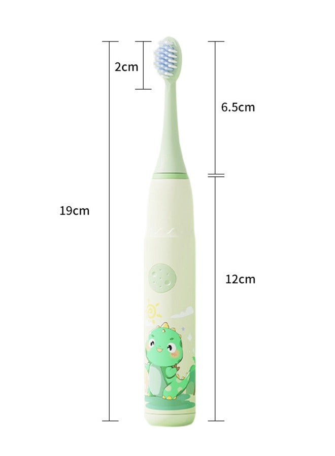 Sharpdo Kids Sonic Battery Powered Toothbrush with 6 Brush Heads, Dinosaur, Green - Image 2