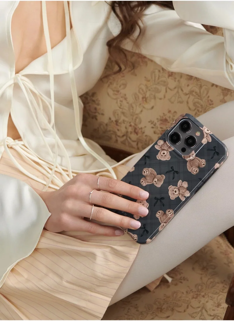 BURGA Phone Case Compatible with iPhone 15 PRO Tough Mobile Case Hybrid 2 Layer Hard Shell Silicone Protective Case Luxury Premium BFF Teady Design Scratch-Resistant Shock Proof Cover