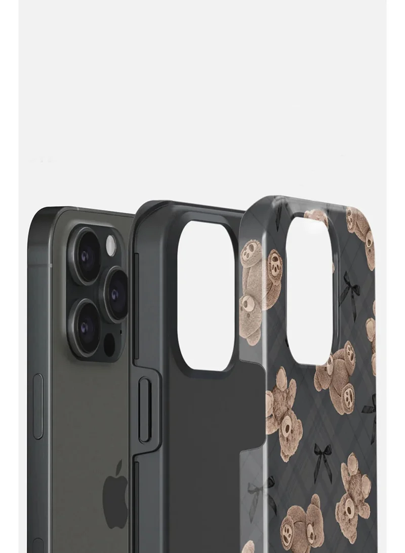 BURGA Phone Case Compatible with iPhone 15 PRO Tough Mobile Case Hybrid 2 Layer Hard Shell Silicone Protective Case Luxury Premium BFF Teady Design Scratch-Resistant Shock Proof Cover