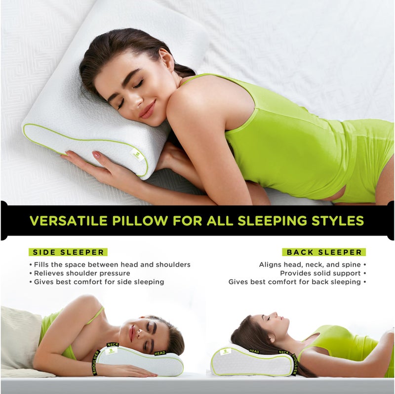 Cushows Orthopedic Memory Foam Cervical Pillow for Neck and Shoulder Pain (12 x 24 x 4 in) Ergonomic Contour Shape Ultra Soft Medical Pillows for Sleeping with Removable Washable Cover (Pack of 1) - Image 3