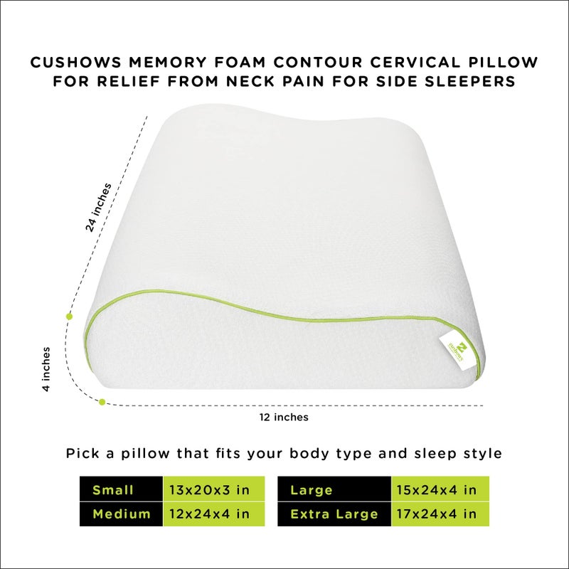 Cushows Orthopedic Memory Foam Cervical Pillow for Neck and Shoulder Pain (12 x 24 x 4 in) Ergonomic Contour Shape Ultra Soft Medical Pillows for Sleeping with Removable Washable Cover (Pack of 1) - Image 2