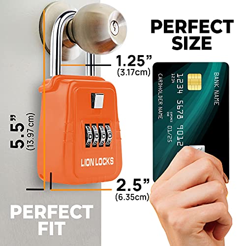 Lion Locks 1500 Key Lock Box with Code, Lockbox for Keys Outdoor, Realtor Lock Box for Short-Term Rentals, Holds 5 Keys (12 Pack, Orange) - Image 2