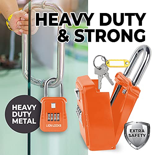 Lion Locks 1500 Key Lock Box with Code, Lockbox for Keys Outdoor, Realtor Lock Box for Short-Term Rentals, Holds 5 Keys (12 Pack, Orange) - Image 3