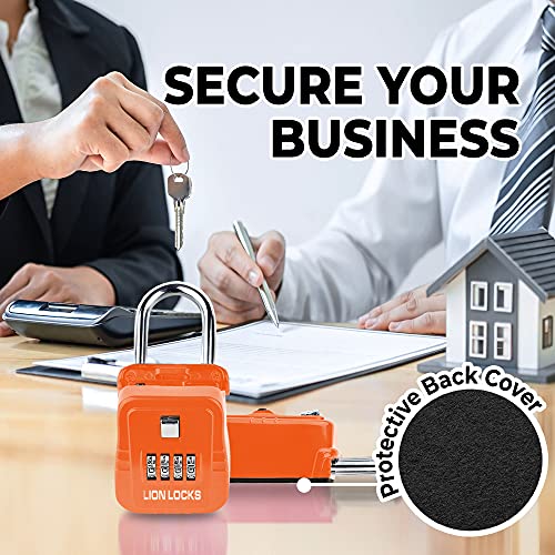 Lion Locks 1500 Key Lock Box with Code, Lockbox for Keys Outdoor, Realtor Lock Box for Short-Term Rentals, Holds 5 Keys (12 Pack, Orange) - Image 5