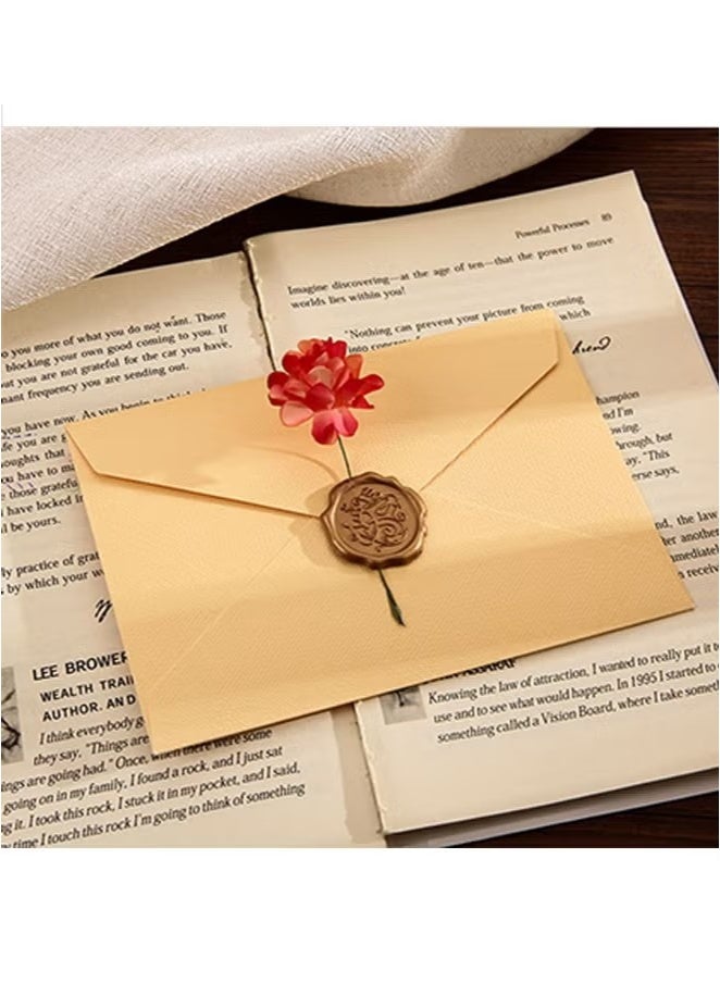 Generic Writing Paper and Envelopes Set with Wax Seal Samp, 6 Vintage Textured White Envelopes 20 Krafts and 6 Wax Sealing Stickers for Writing Letter  - Image 3