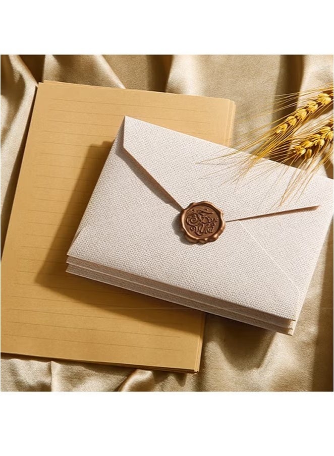 Generic Writing Paper and Envelopes Set with Wax Seal Samp, 6 Vintage Textured White Envelopes 20 Krafts and 6 Wax Sealing Stickers for Writing Letter  - Image 2