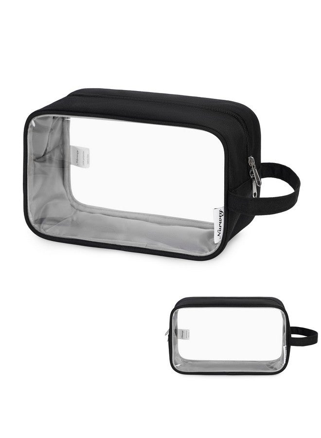 Narwey Clear Travel Toiletry Bag For Women And Men Traveling Dopp Kit Makeup Bag Organizer For Toiletries Accessories Cosmetics (Clear-Black) - Image 1