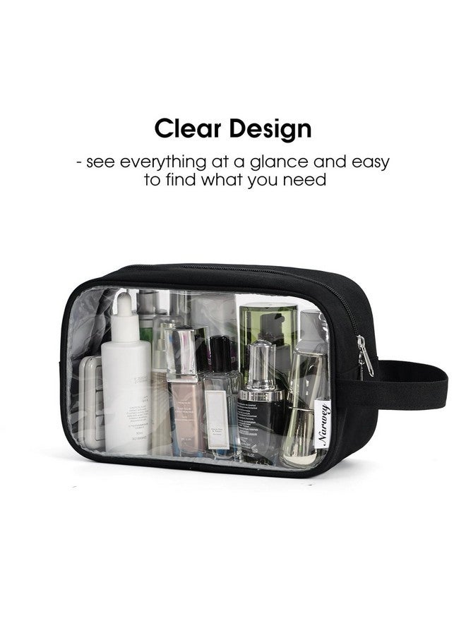 Narwey Clear Travel Toiletry Bag For Women And Men Traveling Dopp Kit Makeup Bag Organizer For Toiletries Accessories Cosmetics (Clear-Black) - Image 3