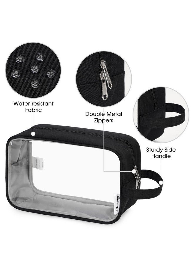 Narwey Clear Travel Toiletry Bag For Women And Men Traveling Dopp Kit Makeup Bag Organizer For Toiletries Accessories Cosmetics (Clear-Black) - Image 5