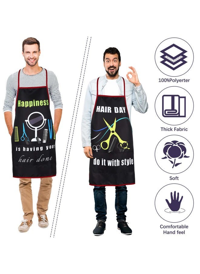 Satinior 3 Pieces Waterproof Salon Apron Stylist with Pockets for Women Men Hairdressers Cosmetology Aprons Dog Grooming Work Smock Funny Barber Hair Cutting Favor, Black, 26.7inch*28.7inch - Image 4