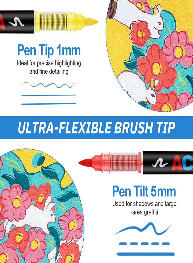 Guangna 240 Acrylic Paint Markers, Brush Tip Acrylic Paint Pens, Quick-Drying Waterproof Ink, for Rock Painting Plastic Wood Canvas Glass Ceramic Metal Art Crafts Supplies Gift - Image 2