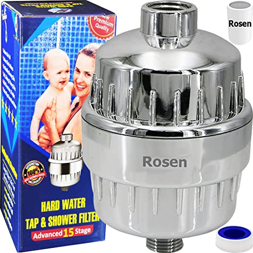 Rosen Shower Filter For Hard Water-Home Bathroom Tap Softener | Vitamin C Kitchen Water Purifiers | Stops Hair Fall 15 Stage Alkaline Hardness Remover Hard To Soft Water Softner Cleans Borewell Salt - Image 2