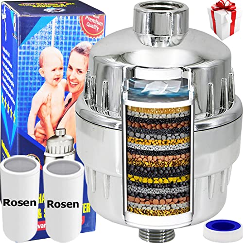 Rosen Shower Filter For Hard Water-Home Bathroom Tap Softener | Vitamin C Kitchen Water Purifiers | Stops Hair Fall 15 Stage Alkaline Hardness Remover Hard To Soft Water Softner Cleans Borewell Salt - Image 1