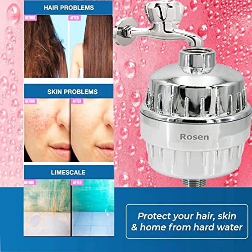 Rosen Shower Filter For Hard Water-Home Bathroom Tap Softener | Vitamin C Kitchen Water Purifiers | Stops Hair Fall 15 Stage Alkaline Hardness Remover Hard To Soft Water Softner Cleans Borewell Salt - Image 3
