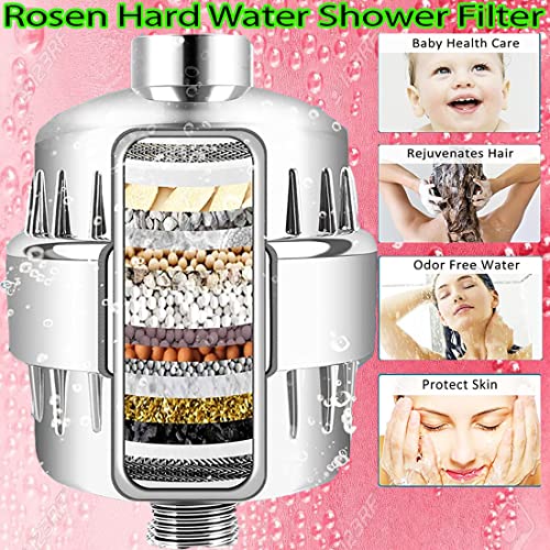 Rosen Shower Filter For Hard Water-Home Bathroom Tap Softener | Vitamin C Kitchen Water Purifiers | Stops Hair Fall 15 Stage Alkaline Hardness Remover Hard To Soft Water Softner Cleans Borewell Salt - Image 4