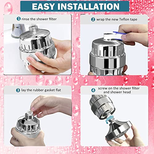 Rosen Shower Filter For Hard Water-Home Bathroom Tap Softener | Vitamin C Kitchen Water Purifiers | Stops Hair Fall 15 Stage Alkaline Hardness Remover Hard To Soft Water Softner Cleans Borewell Salt - Image 5