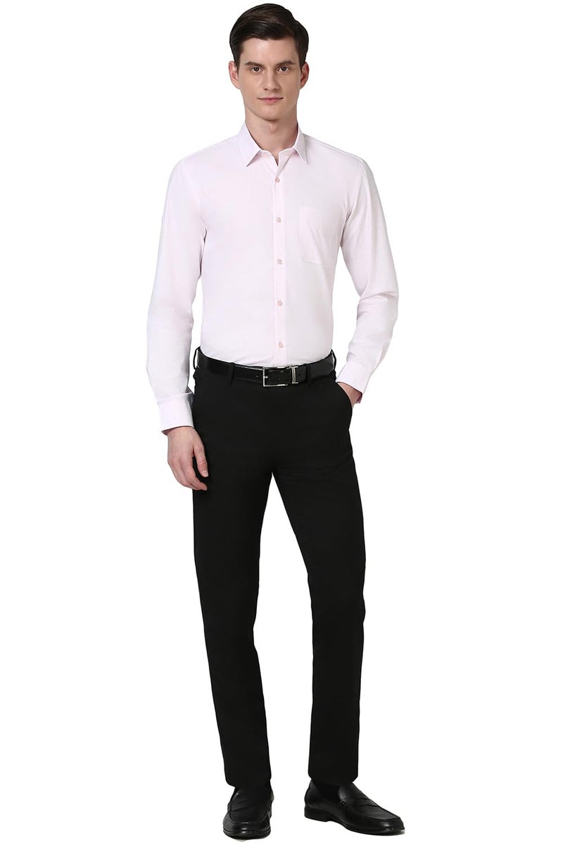 Peter England Men's Slim Fit Full Sleeve Self-Design Checkered Shirt | Cotton-Rich | Pin Point Oxford Pink - Image 5